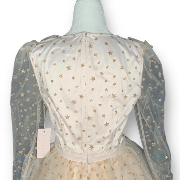 Rachel Parcell Pastel Pink Gold Metallic Glitter Star Tulle Dress Tiered Skirt - Picture 5 of 11